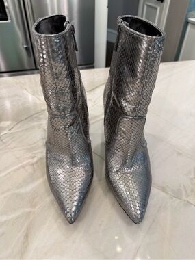 MICHAEL Michael Kors Metallic Silver Pointed Toe Ankle Booties